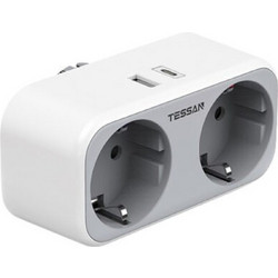 Πολύπριζο 2 Θέσεων Tessan (2σούκο & 1Usb & 1Type-C) Λευκό