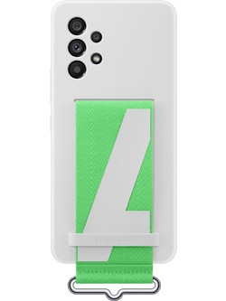 Samsung Silicone Cover with Strap White (Galaxy A53)