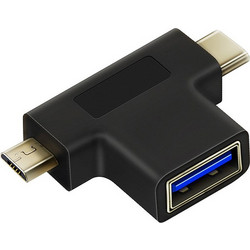 CABLETIME αντάπτορας USB σε USB-C & micro USB CT-3IN1-AB, 5Gbps, μαύρος