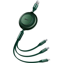 Καλώδιο Baseus Bright Mirror 2 Flat Retractable USB to Lightning Type-C micro USB Cable 3.5A Πράσινο 1.1m CAMJ0100