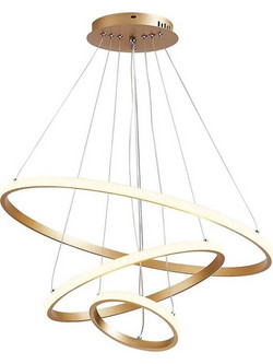 Powertech Κρεμαστό Φωτιστικό Οροφής Τρίφωτο LED με Φυσικό Λευκό Φως Χρυσό HLL-0078
