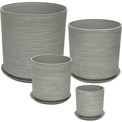 MarHome Stone Σετ Κασπώ Πολυρεσίνη Γκρι L:Φ43x43.5, M:Φ35x35, S:Φ28x28, XS:Φ21x21.8cm 8τμχ 06-10005 SET8