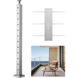 VEVOR Κολόνα Κάγκελου με Προ-Τρυπημένες Οπές 42x2x2 Ίντσες 1JZLGZXYS1061EF8W001V0