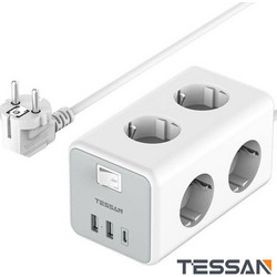 Tessan TS-306-C Πολύπριζο 6 Θέσεων με 2 USB-A, 1 USB-C 2m με διακόπτη