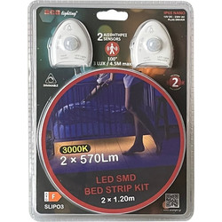 KIT Κρυφού Φωτισμού Κρεβατιού με 2xLED Ταινίες 1.2m 2x5.8W 2x570lm IP65 3000K με 2 Ανιχνευτές κίνησης ACA - SLIPO3