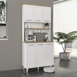 Έπιπλο Κουζίνας Potter 3 Χρώμα Λευκό - Rota Oak 90x40x196,1