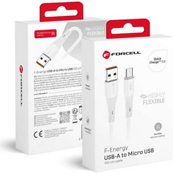 Forcell F-Energy C341 Silicone - Καλώδιο USB-A σε Micro USB Quick Charge 3.0 2.4A 18W 1m σε Άσπρο Xρώμα