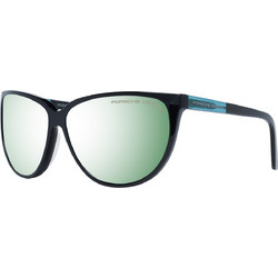 Porsche Design P8588 A Γυναικεία Γυαλιά Ηλίου Οβάλ Κοκάλινα Μαύρα με Πράσινο Καθρέπτη Φακό