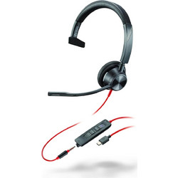 Headset Poly Blackwire 3315 (8X218AA) Mono, Type-C, 3.5mm, Microsoft Teams Certified - Black 8X218AA