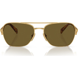 Prada SPRA50 5AK/01T Ανδρικά Γυαλιά Ηλίου Τετράγωνα Μεταλλικά Χρυσά με Καφέ Polarized Φακό