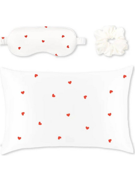 Snoozzy Snoozzy Silver Cloud Love Heart Satin Gift Set Pillowcase-Σατέν Μαξιλαροθήκη με Φυσικά Ιόντα Αργύρου, 1τμχ & Sleep Mask με Φυσικά Ιόντα Αργύρου, 1τμχ & Scrunchie με Φυσικά Ιόντα Αργύρου, 1τμχ
