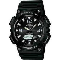Casio Standard Ανδρικό Ρολόι Χρονογράφος Solar με Μαύρο Καουτσούκ Λουράκι AQ-S810W-1AVEF