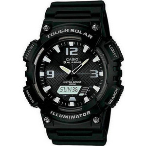 Casio Standard Ανδρικό Ρολόι Χρονογράφος Solar με Μαύρο Καουτσούκ Λουράκι AQ-S810W-1AVEF
