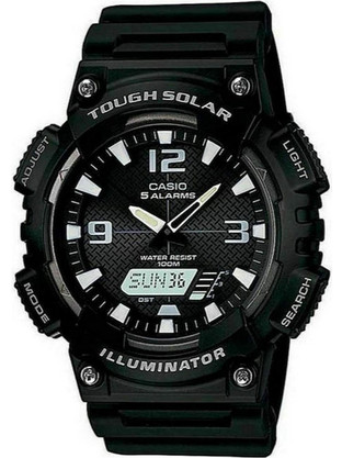 Casio Standard Ανδρικό Ρολόι Χρονογράφος Solar με Μαύρο Καουτσούκ Λουράκι AQ-S810W-1AVEF
