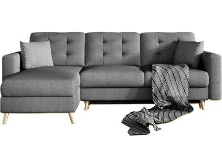 PoliHome Amelion Γωνιακός Καναπές Κρεβάτι Γκρι 250x162x87cm 162600159