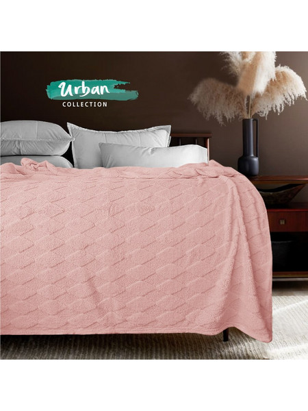 Super προσφορά!Cosy Life Plus Line Γίγας Κουβέρτα Μονή 160x220 Coral Βελουτέ Super soft Σομόν