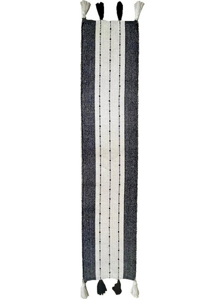 ZOYA RUNNER 180x35cm ΒΑΜΒΑΚΙ ΛΕΥΚΟ ΜΑΥΡΟ POLYESTER 1τμχ