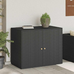 vidaXL Ντουλάπα Αποθήκευσης Κήπου Μαύρη 100x55,5x80 εκ. Πολυ Ρατάν 319868