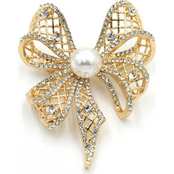 LAPEL PIN ΚΑΡΦΙΤΣΑ ΦΙΟΓΚΟΣ από επιχρυσωμένο ορείχαλκο με στρας και πέρλα