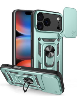Θήκη Κινητού TechSuit CamShield Αντικραδασμική (Armor - Shockproof ) με ενσωματωμένη βάση-δαχτυλίδι και κάλυμμα καμερών για APPLE IPHONE 17 PRO / 18 PRO ΣΚΟΥΡΟ ΠΡΑΣΙΝΟ
