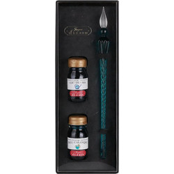 Jacques Herbin Glass Pen & 2 Inks Set - emerald