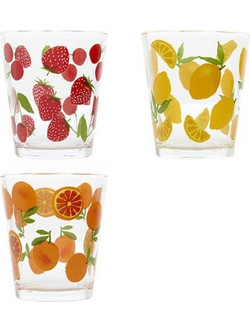 Marva Σετ Ποτήρια Νερού Γυάλινα Fruity 330ml 3τμχ