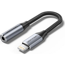 Vention Cotton Braided Lightning Male to 3.5MM Earphone Jack Adapter Aluminum Alloy Type (BMBHA) (VENBMBHA)