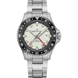 Hamilton Khaki Navy Ανδρικό Ρολόι Αυτόματο με Ασημί Μεταλλικό Μπρασελέ H82505150