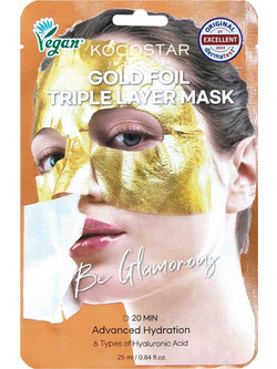 Kocostar Premium Gold Foil Triple Layer Sheet Μάσκα Προσώπου για Ενυδάτωση με Υαλουρονικό 25ml