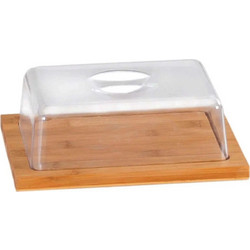 Kesper Natural-Clear Τυριέρα Μπαμπού Με Γυάλινο Καπάκι 25x20x8cm
