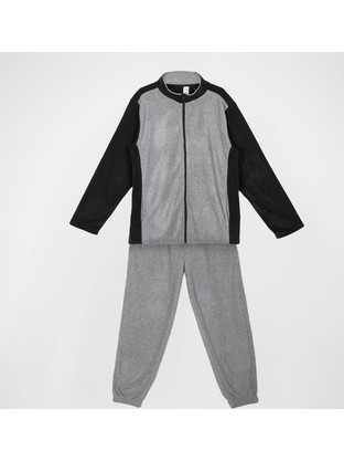 Πυτζάμες Ανδρικές Χειμερινές Fleece Μπλε Γκρι με Φερμουάρ