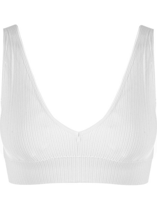 Γυναικείο Τοπ Λευκό V Ribbed Seamless με Ενίσχυση - S/M