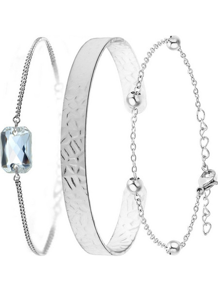 So Charm Σετ 3 Βραχιόλια διακοσμημένα με Κρύσταλλα Swarovski, Ασημί BS4392+B2500+B2371-A