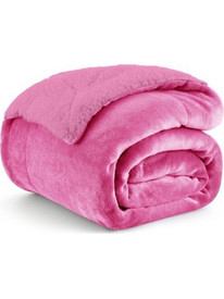 1+1 Δώρο Κουβέρτα Υπέρδιπλη Flannel Sherpa 220x240 Pink KP109