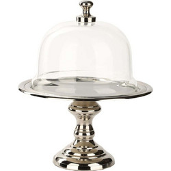 Τουρτιέρα Με Καπάκι Και Πόδι Voir 019170 23x23x28cm Silver Αλουμίνιο,Γυαλί