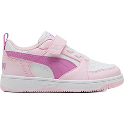 Puma Rebound V6 Παιδικά Sneakers Λευκά Ροζ Φούξια 397419-35