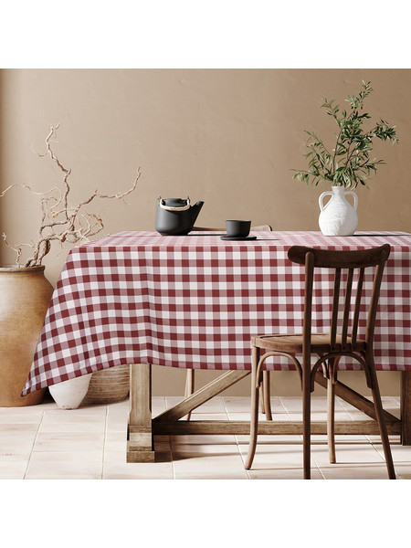 Beauty Home Επαγγελματικό τραπεζομάντηλο Checks Art Ε8494 145x220 Κόκκινο