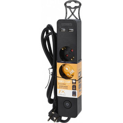 ΠΟΛΎΜΠΡΙΖΑ POWER SOCKET 3WAY 2 USB BLACK KT9000020