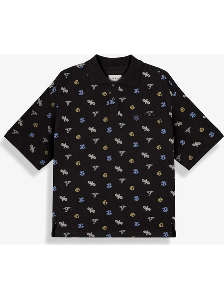Grimey Chief Watcher All Over Print Ανδρική Μπλούζα Polo Μακρυμάνικη Μαύρη GAPLS784-BLK