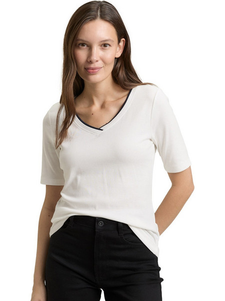 TOM TAILOR STRIPE V-NEC ΜΠΛΟΥΖΑ ΓΥΝΑΙΚΕΙΑ 1050432-10315 (10315/WHISPER WHITE)