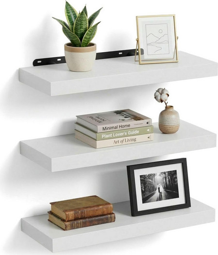 Ράφια Τοίχου Relaxdays 3 x Wall Shelves για Διακοσμητικά / Βιβλία / Μπαχαρικά 3 Τεμάχια 50cm - White (10052695_8401)