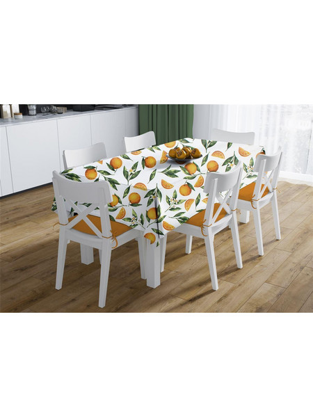 Αλέκιαστο Σετ 2 τεμ Τραπεζομάντηλο Oranges 474 140X300 & Τραβέρσα 40X300 White-Orange 70/30 Cott/Pol Dimcol