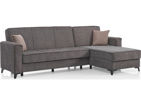 Γωνιακός Καναπές Κρεβάτι Iris 275x165x90cm Γκρι Ανοιχτό