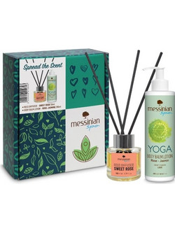 Messinian Spa Spread The Scent Διαχύτης Γιόγκα σε Καλάμι Sweet Rose 50ml & Body Balm Λοσιόν Τριαντάφυλλο-Γιασεμί 300ml