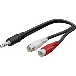 GOOBAY καλώδιο 3.5mm male σε 2x RCA female 50600, 0.2m, μαύρο