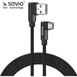 Savio Reversible Braided USB 2.0 to micro USB Cable Μαύρο 2m (CL-162)