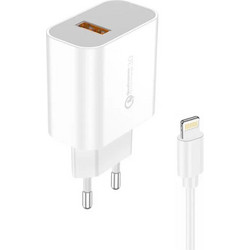 Foneng EU46 Φορτιστής με Καλώδιο Lightning με Θύρα USB-A Quick Charge 3.0 White