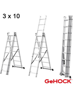 GeHOCK Τριπλή Σκάλα Αλουμινίου Επεκτεινόμενη 3x10 Σκαλοπάτια 59-010295310