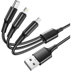 BX50 3-in-1 Fresco charging cable(Lightning+Micro+Type-C) Black 1m Μαύρο Angle (90) Braided Lightning/Micro Usb/Type-C