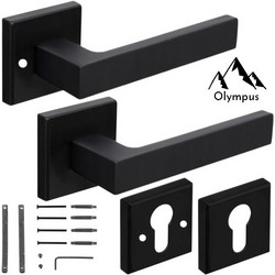 Olympus Δεξί σετ Πόμολα πόρτας με ροζέτες (black matt)